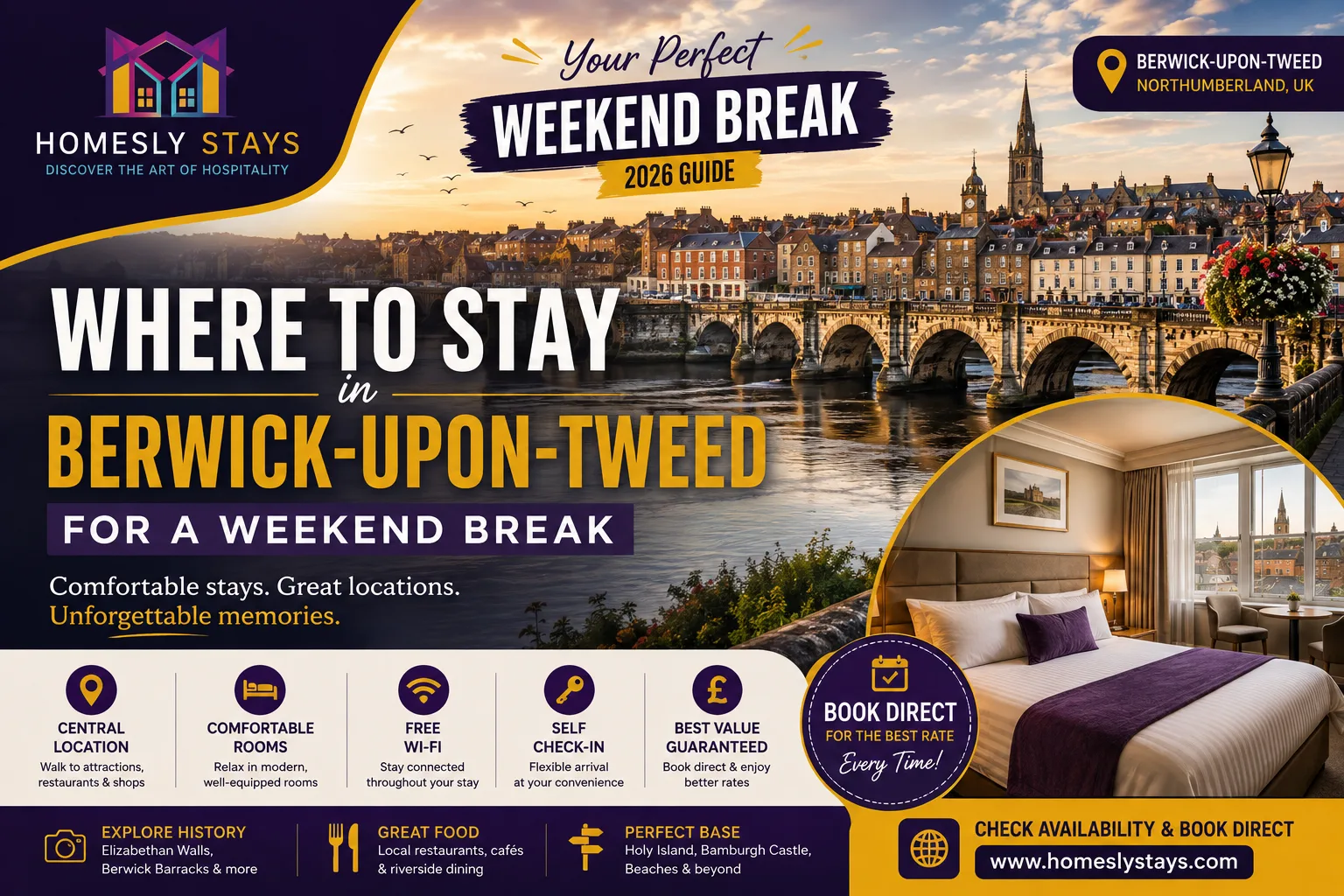 Weekend break accommodation in Berwick-upon-Tweed at Homesly Stays