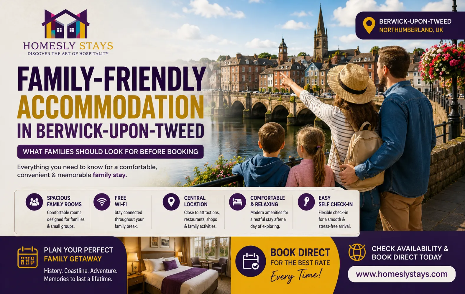 Family-friendly accommodation in Berwick-upon-Tweed with Homesly Stays