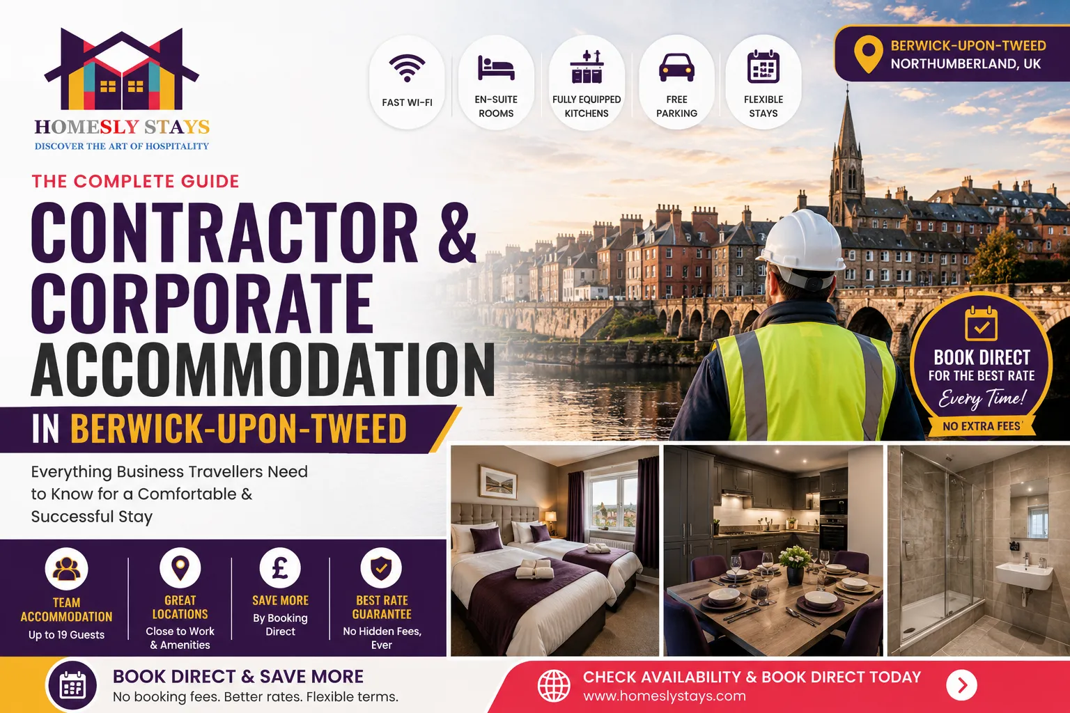Contractor and corporate accommodation in Berwick-upon-Tweed with Homesly Stays
